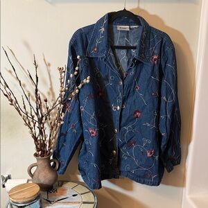 Floral Embroidered Denim Jacket by Units
